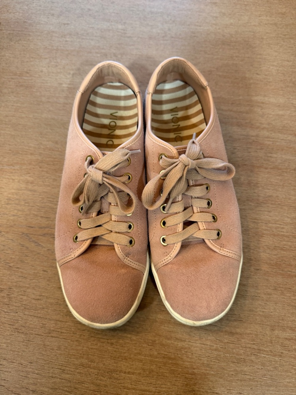 Vionic Blush Suede Lace-Up Sneakers
